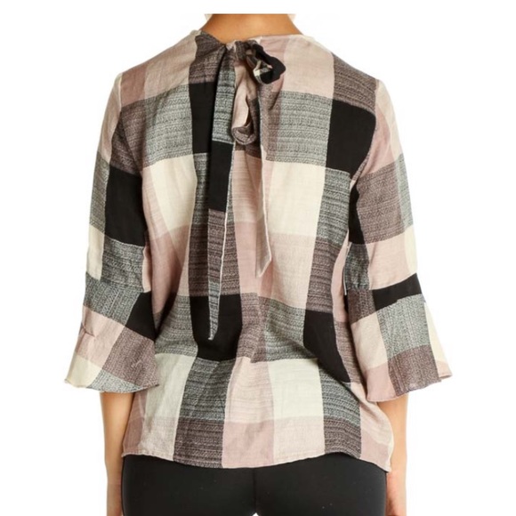 Anthropologie RO & DE Plaid Bell Sleeve Top - Picture 2 of 12